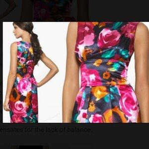 St. John Sleeveless Multicolor Sheath Pencil Dress Knee Length